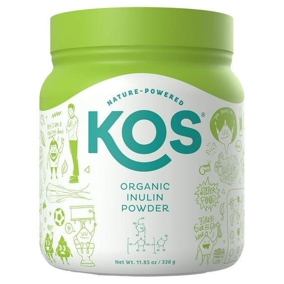 KOS Organic Inulin Powder, Unflavored Prebiotic FOS, 11.85oz