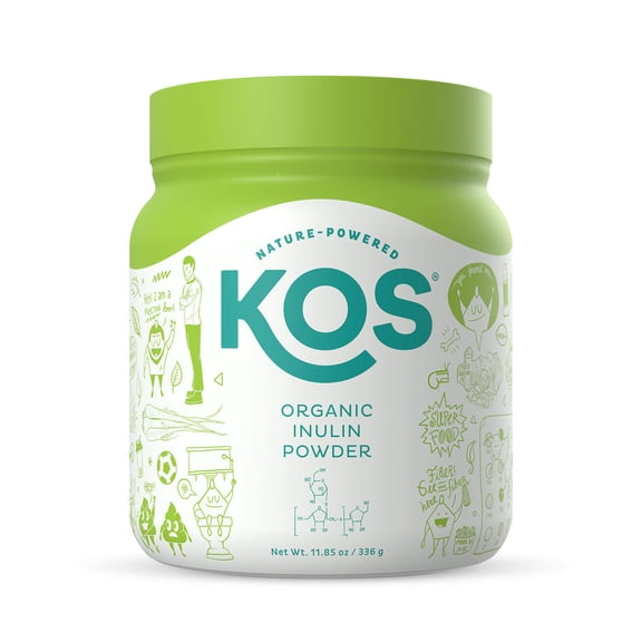 KOS Organic Inulin Powder, Unflavored Prebiotic FOS, 11.85oz