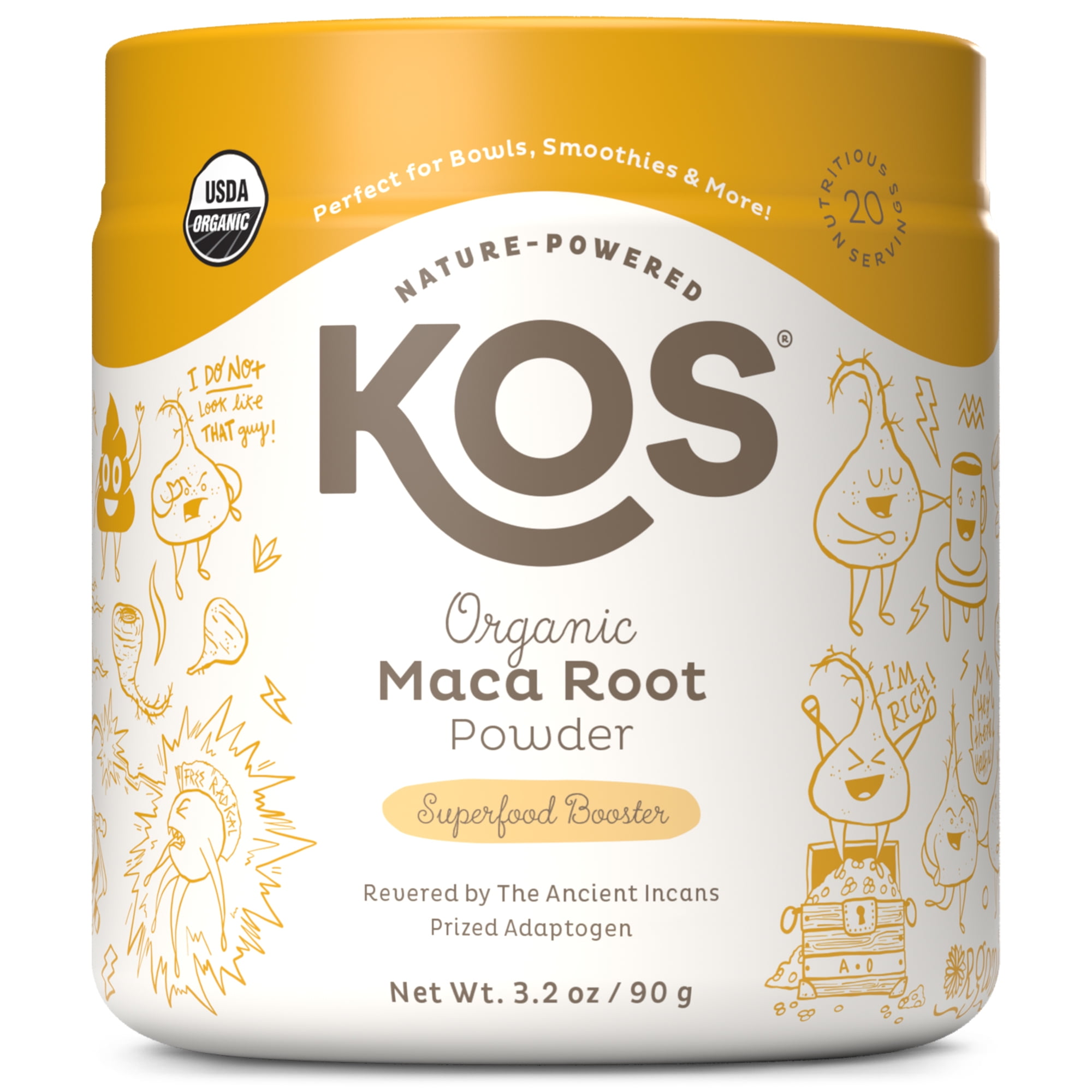 KOS Organic Maca Root Powder Vegan Superfood Booster Gluten Free Non GMO 3.2 oz 20 Servings