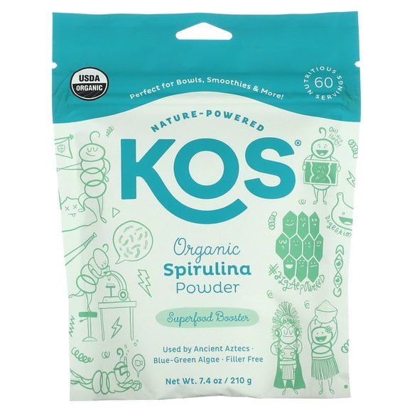 KOS Organic Spirulina Powder, 7.4 oz (210 g)