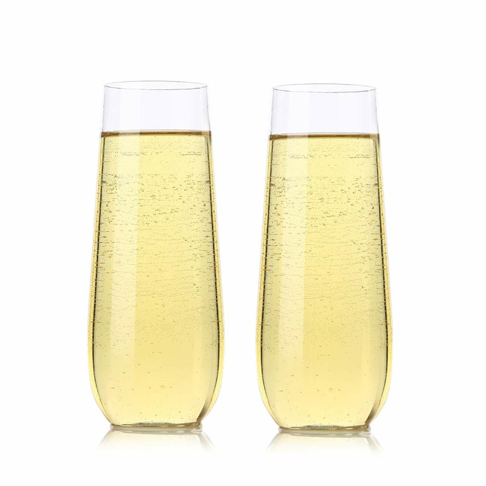 KOS PACK OF 32 Champagne Flutes 10-ounce Clear Plastic Toasting new years wedding party dessert (Pack of 32)