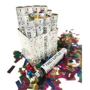 KOS Pack of 2 Large 12"-inch Multi Color Confetti wedding party new years club popper cannon (2, 12" Metallic Multi Color)