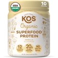 KOS Plant Based Protein Powder, Vanilla USDA Organic Low Carb Pea