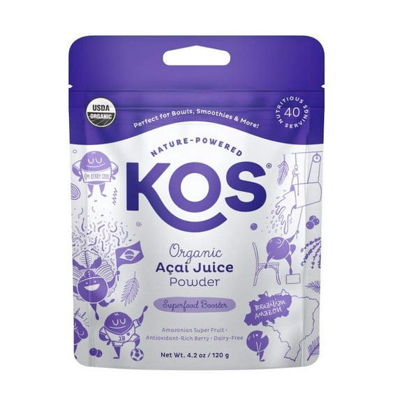 KOS USDA Organic Acai Powder, Unsweetened Superfood - Natural Antioxidant, 4.2 Ounces - Pack Of 1