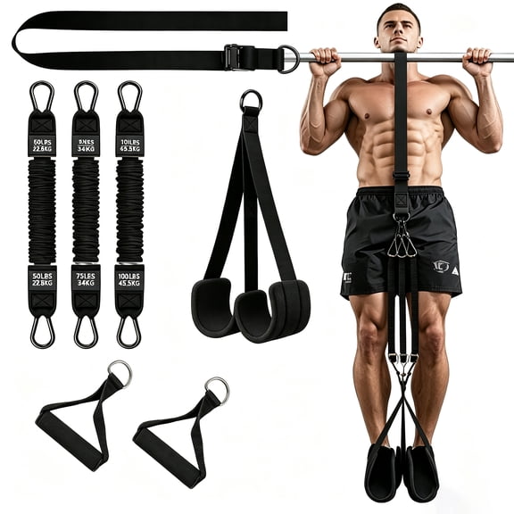 KOSEOO Pull Up Assistance Bands, 225lbs Heavy Duty Resistance Bands for Pull Up Assist, Adjustable Pull Up Bands, Black Exercise Bands for Pull Up Bar Workout, Home Gym Strength Training