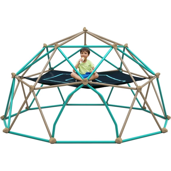 KOSEVPOU 12FT Climbing Dome with Hammock, Outdoor Geometric Dome Climber Play Center for Kids 3-10 Supporting 1000 lbs, Easy Assembly Jungle Gym