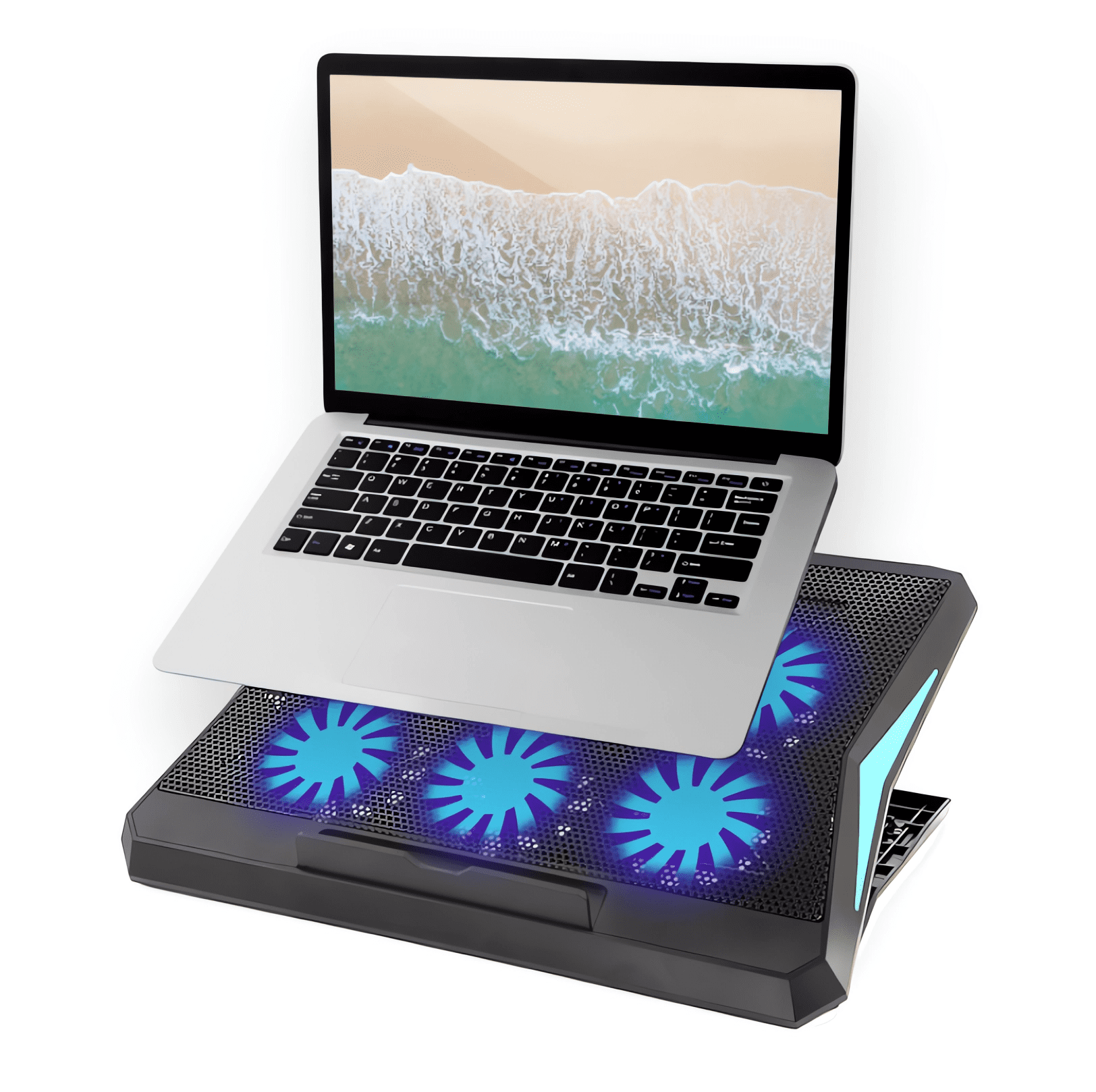 Kosiy Laptop Cooling Pad, Laptop Cooler with 6 Quiet Fans 2 USB Ports Adjustable Heights and Speeds