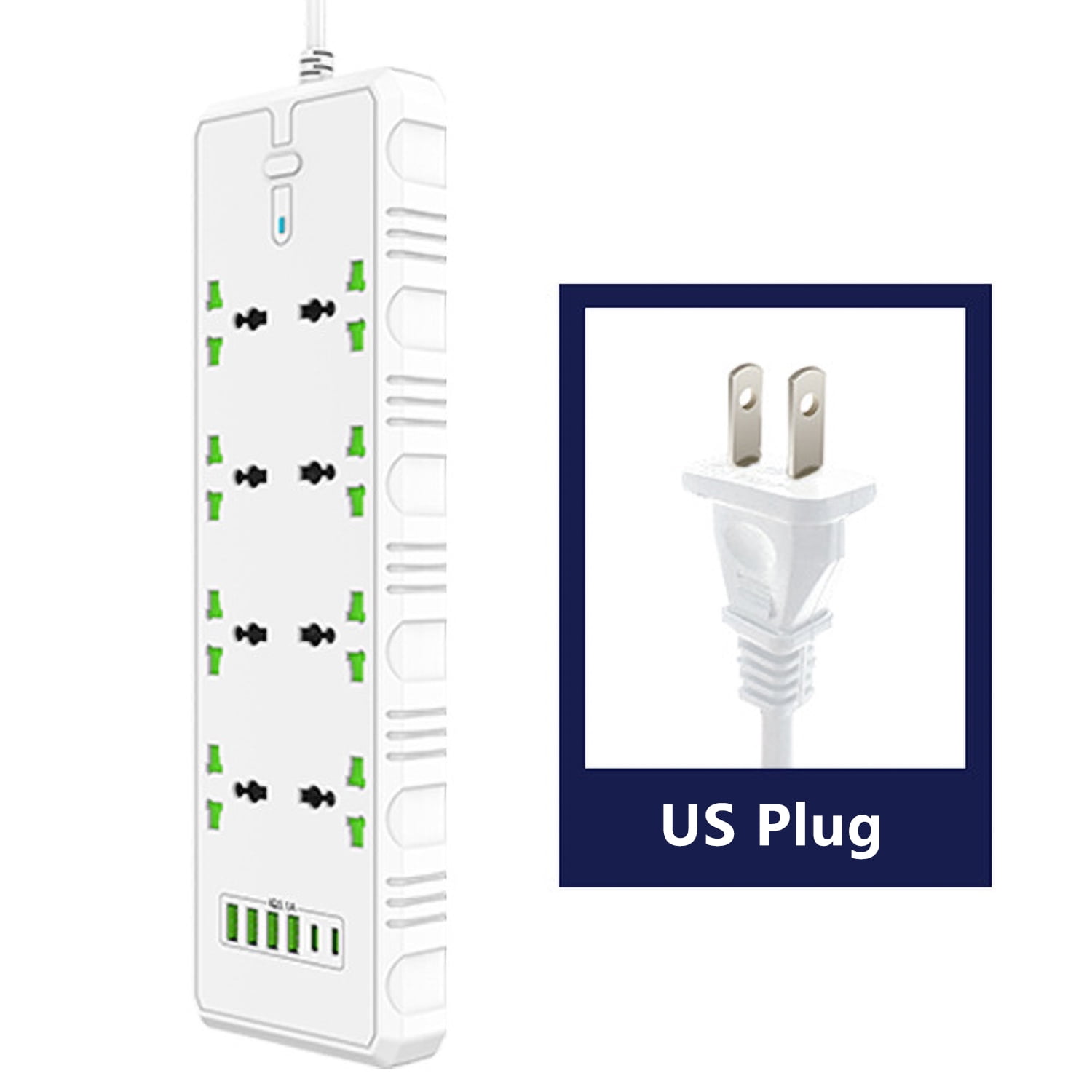 Surge Protector Power Strip w/ USB, KOSIY Multi Plug Outlet Extender 3000W High Power Fast Charge