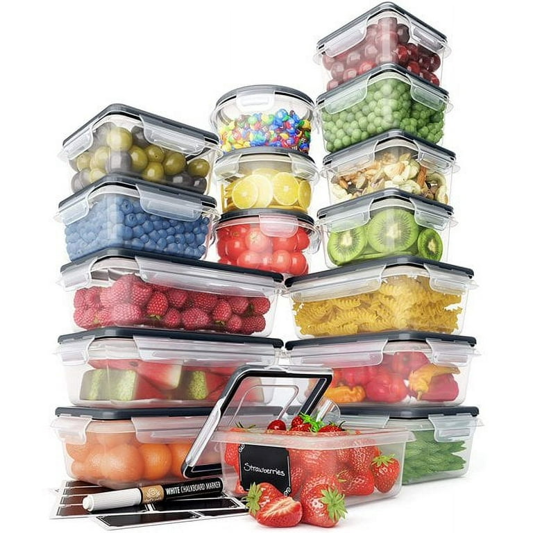 KOSMIKO 16 Piece Food Storage Containers Set with Easy Snap Lids