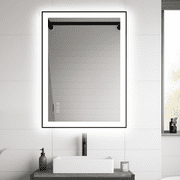KOSMONIA 32x24" Bathroom Vanity Mirror,LED Bathroom Mirror with 3 Color Dimmable 288 LED Chips Light,Anti-Fog High Strength Tempered Glass Bathroom Wall Mirror Backlit Front Lit,Rectangle Color Black