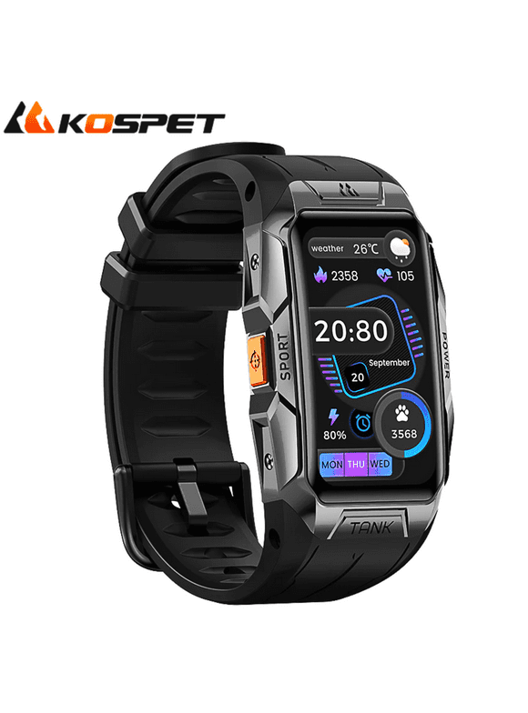 KOSPET Smart Watches for Men Women Fitness Tracker Waterproof Sport Watch for Android iPhone, Lightweight Fitness Exercise Watch AMOLED Touch Screen Bluetooth Calling, Long Battery Life, Black