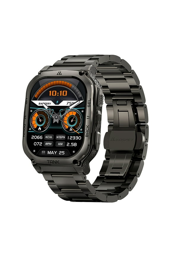 TANK M3 Special Edition 1.96-In.-AMOLED Smartwatch with Stainless Steel Band (Black), P-MS003-B