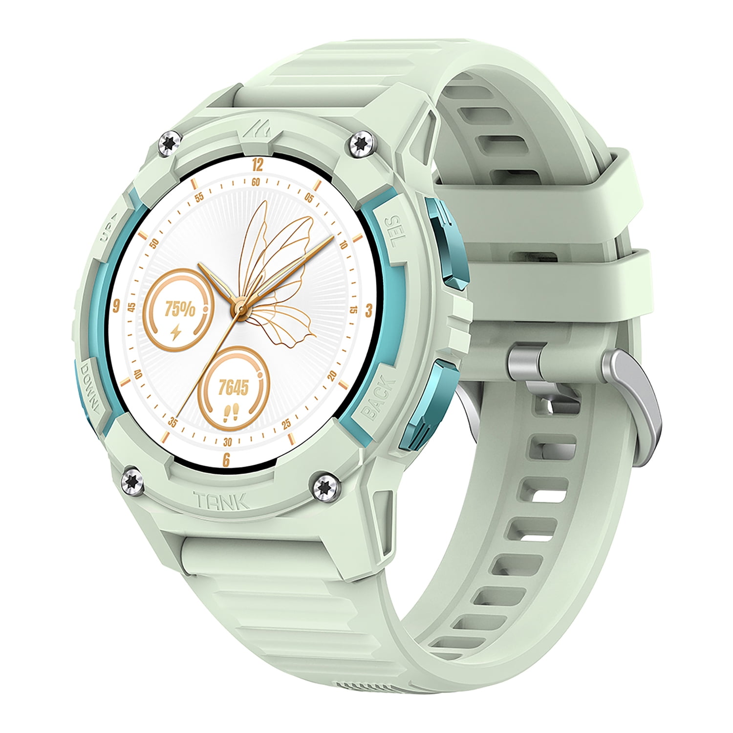 KOSPET TANK S2 1.32-In. AMOLED GPS Smartwatch with Silicone Band (Iris Green), P-S001-G