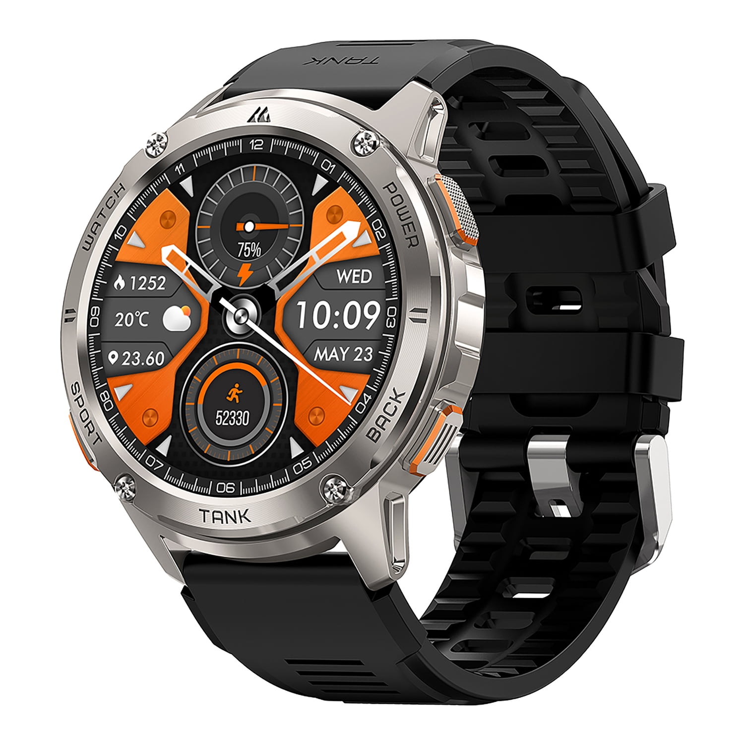KOSPET TANK T3 1.43-In. AMOLED Smartwatch with Silicone Band (Silver), P-T004-S