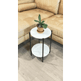 thumbnail image 1 of KOSSMAI 2-Layer Sintered Stone Round Sofa End Side Coffee Table with Black Metal Legs For Living Room Bed Room Dining Room Entry White, 1 of 8