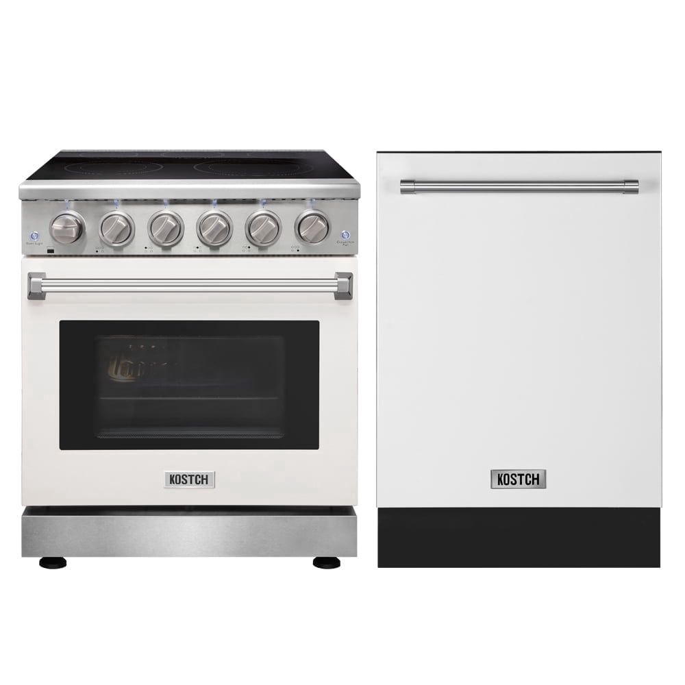 KOSTCH 2 Piece Kitchen Appliance Package 30” Freestanding Electric Range with 4.55 cu. ft. Convention Oven and 24” Built-in Dishwasher
