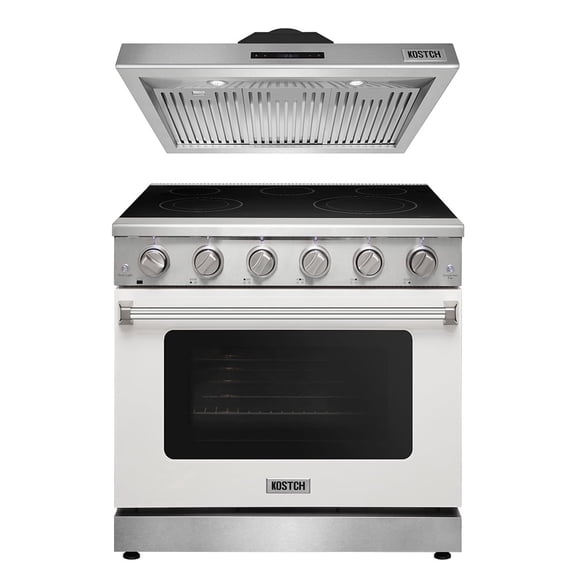 KOSTCH 2 Piece Kitchen Appliance Package with 36” Freestanding Electric Range with 6.0 cu. ft. Convention Oven and 36” 1000CFM Range Hood Kitchen Appliance Bundles