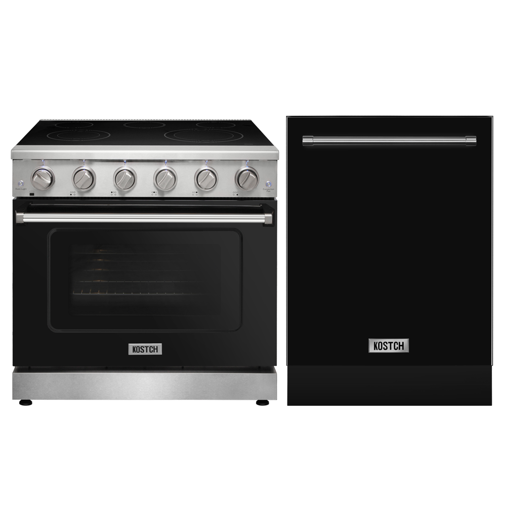 KOSTCH 2 Piece Kitchen Appliance Package 36 Freestanding Electric Range with 6.0 cu. ft. Convention Oven and 24 Built-in Dishwasher