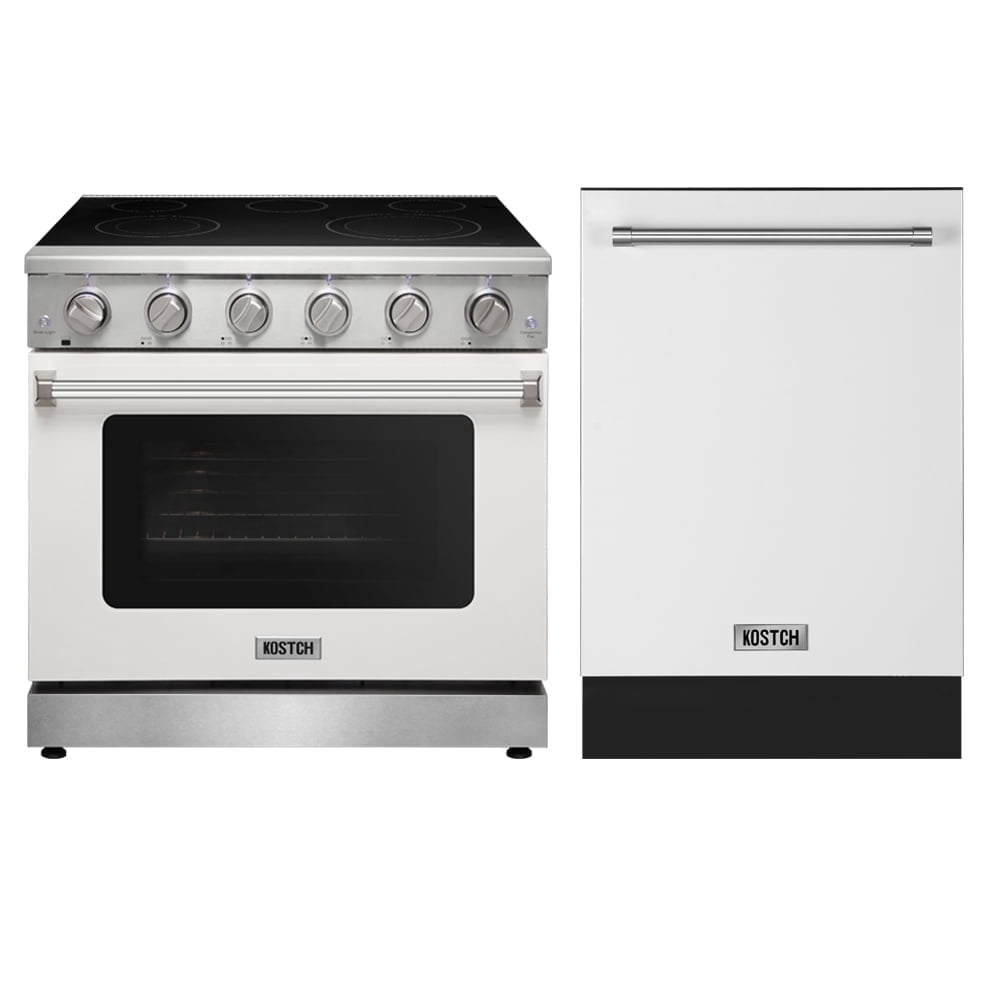 KOSTCH 2 Piece Kitchen Appliance Package 36” Freestanding Electric Range with 6.0 cu. ft. Convention Oven and 24”Built-in Dishwasher