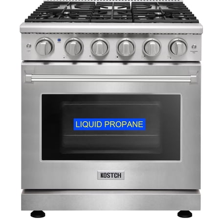 KOSTCH 30-in 5 Burners 4.55 Cu. Ft Convection Oven 110V Freestanding Liquid Propane Gas Range ( Stainless steel )