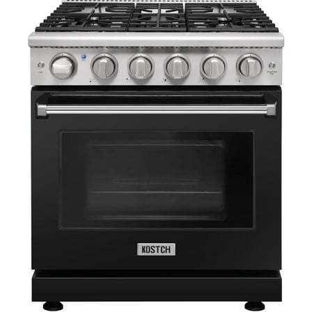 KOSTCH 30-in 5 Burners 4.55-Cu ft Convection Oven 110V Freestanding Natural Gas Range in  Black