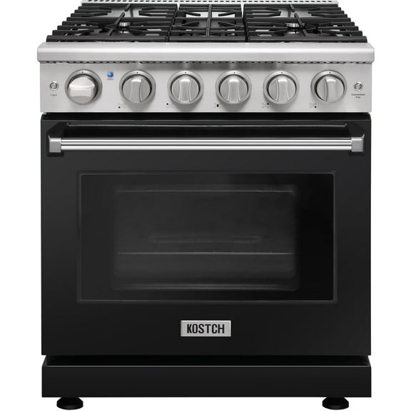 KOSTCH 30-in 5 Burners 4.55-Cu ft Convection Oven 110V Freestanding Natural Gas Range in  Black