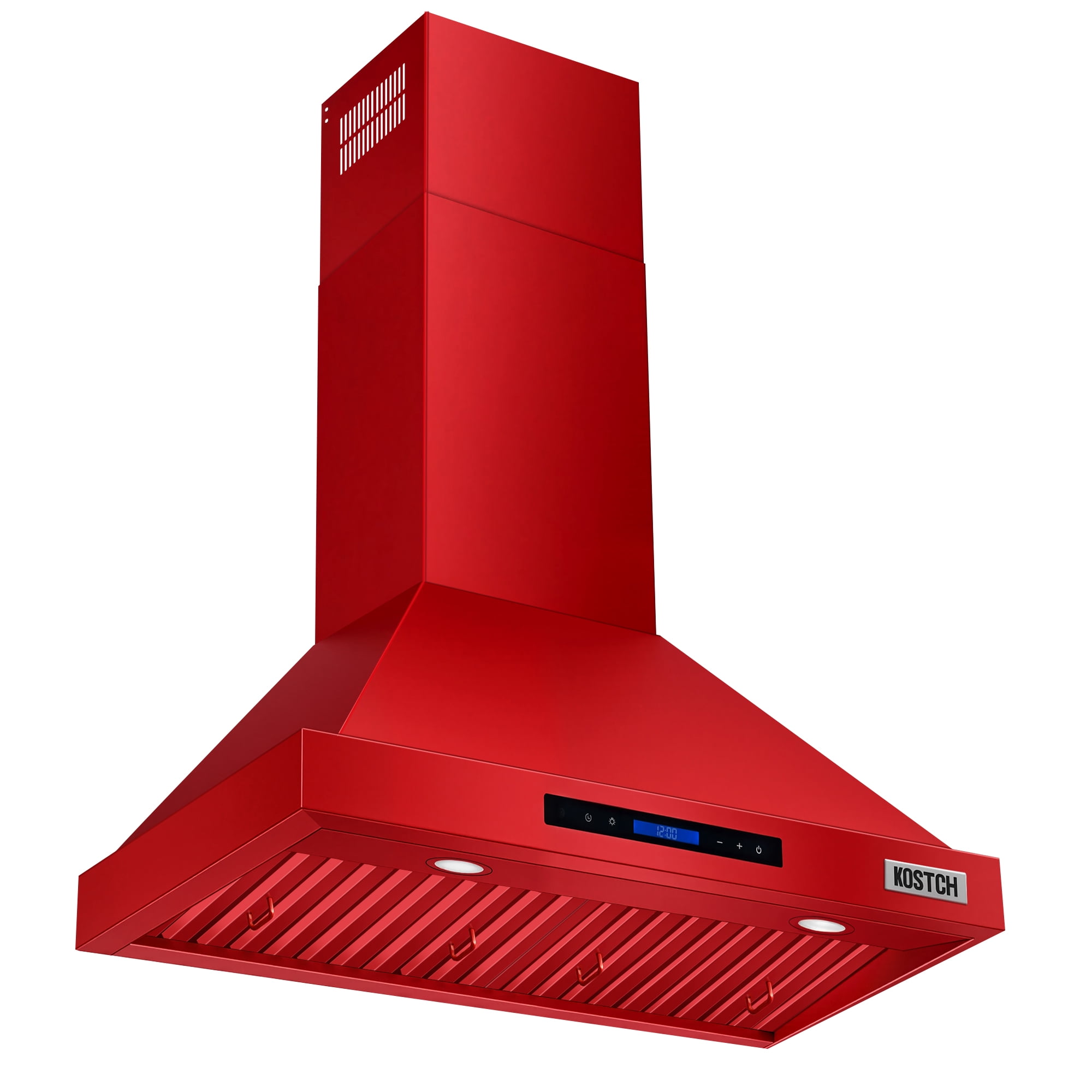KOSTCH 30 inch Convertible Ducted Wall-Mount Range Hood, 600 CFM Kitchen Vent Hood with 3 Speed Exhaust Fan & LED Light, Kitchen Range Hood with Touchscreen Control Panel & Remote Control