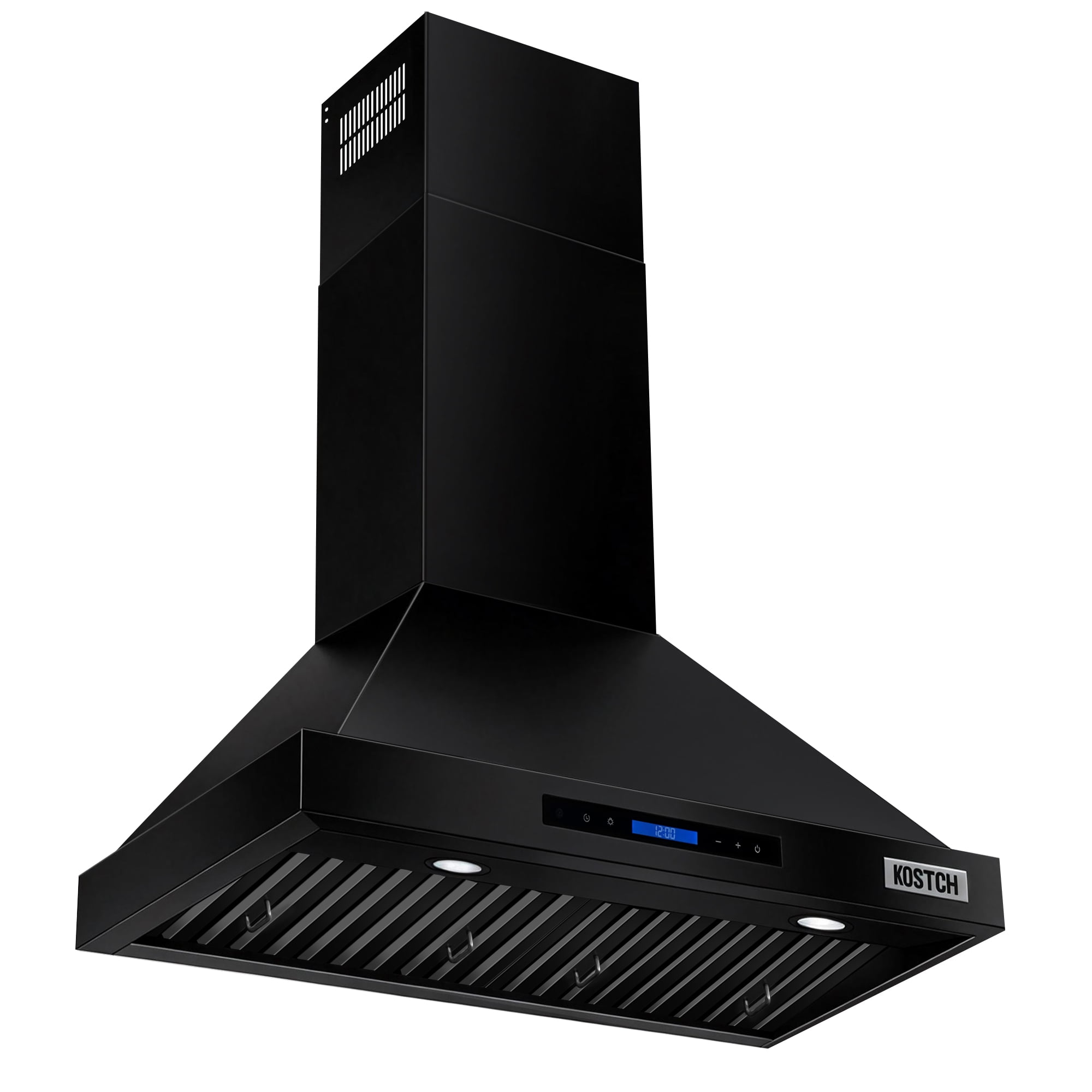 KOSTCH 30 inch Convertible Ducted Wall-Mount Range Hood, 600 CFM Kitchen Vent Hood with 3 Speed Exhaust Fan & LED Light, Kitchen Range Hood with Touchscreen Control Panel & Remote Control