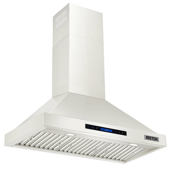KOSTCH 36 inch Convertible Ducted Wall-Mount Range Hood, 600 CFM Kitchen Vent Hood with 3 Speed Exhaust Fan & LED Light, Kitchen Range Hood with Touchscreen Control Panel and Remote Control