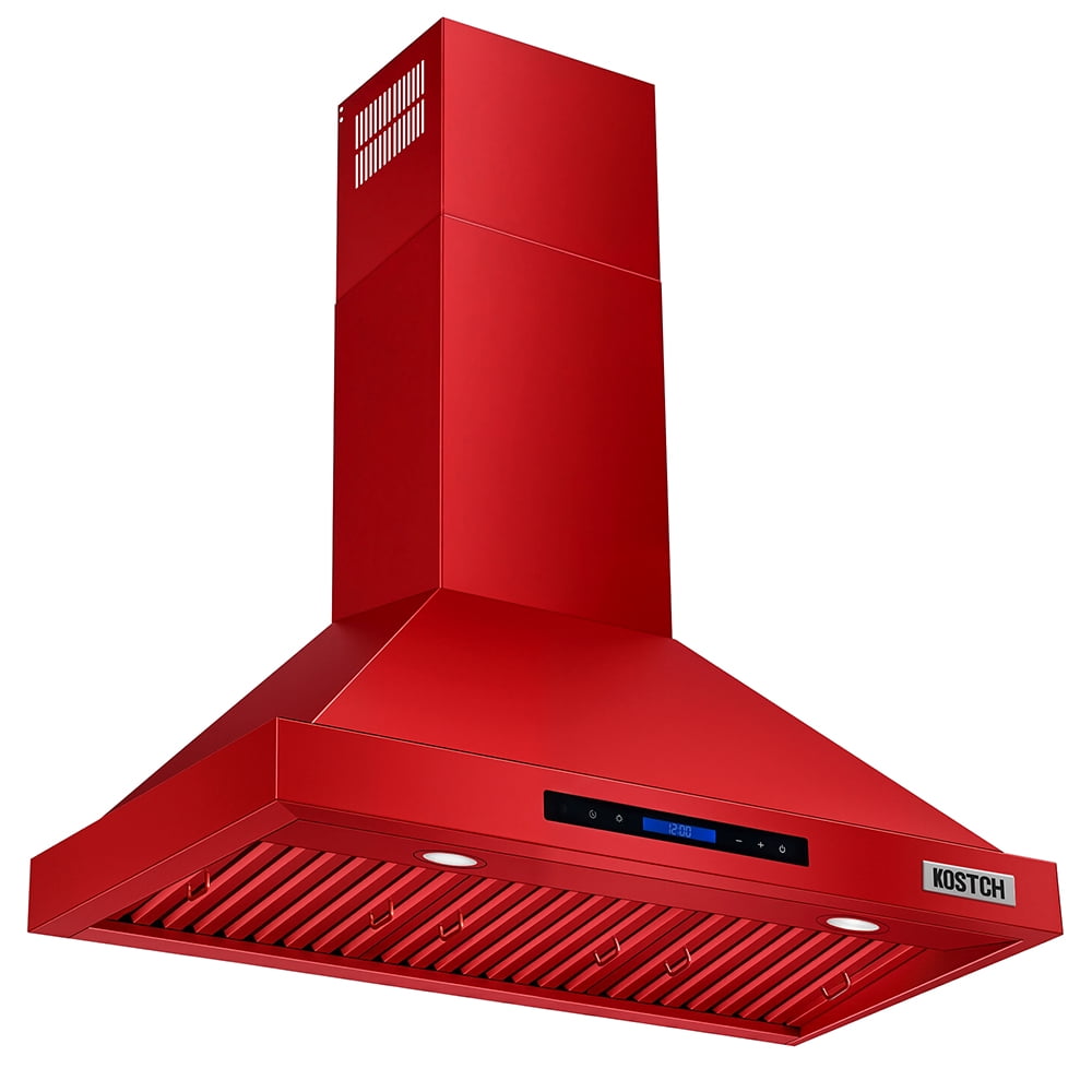 KOSTCH 36 inch Convertible Ducted Wall-Mount Range Hood, 600 CFM Kitchen Vent Hood with 3 Speed Exhaust Fan & LED Light, Kitchen Range Hood with Touchscreen Control Panel & Remote Control