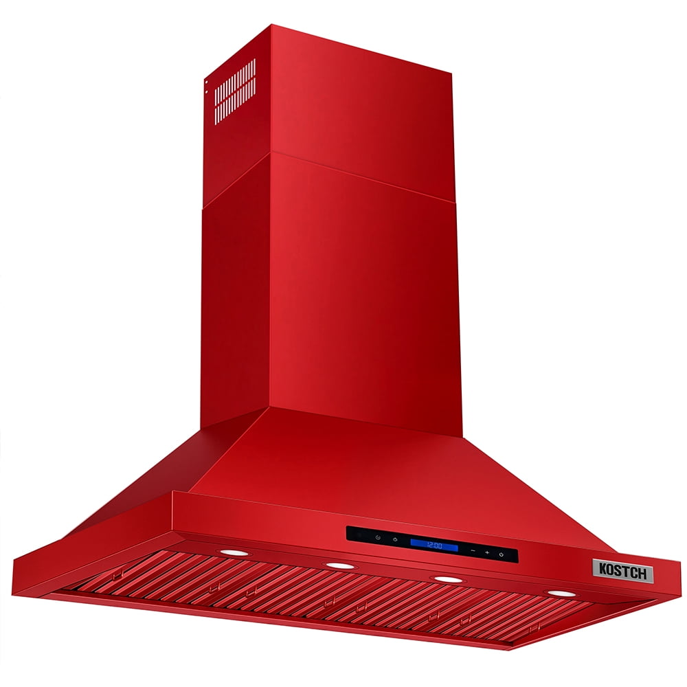 KOSTCH 48 inch Convertible Ducted Wall-Mount Range Hood, 1200 CFM Kitchen Vent Hood with 3 Speed Exhaust Fan & LED Light, Kitchen Range Hood with Touchscreen Control Panel & Remote Control