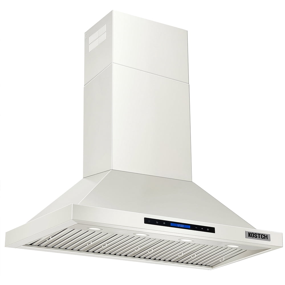 KOSTCH 48 inch Convertible Ducted Wall-Mount Range Hood, 1200 CFM Kitchen Vent Hood with 3 Speed Exhaust Fan & LED Light, Kitchen Range Hood with Touchscreen Control Panel & Remote Control