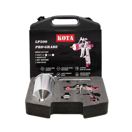 Spray Paint Gun Kit LVLP Gravity Feed (1.3mm Nozzle) | Includes Air Gauge, Aluminum Cup, Adapter & Cleaning Kit | Low Volume Low Pressure Automotive Refinish Sprayer 8822