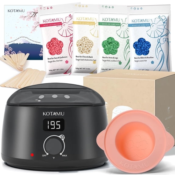 KOTAMU Waxing Kit Black Digital Wax Kit for Women Men Sensitive Skin Hard Wax Pot for Eyebrow Face Leg Underarm Coarse Soft Hair Removal Professional Wax Warmer with 25 Accessories for Home Salon