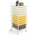 thumbnail image 1 of KOTEK 10-Drawer Rolling Storage Cart, Multipurpose Utility Cart Mobile Craft Cart w/Drawers & Wheels, Home Office School Tools Scrapbook Paper Organizer (Yellow), 1 of 16