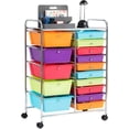thumbnail image 1 of KOTEK 15-Drawer Rolling Storage Cart, Multipurpose Mobile Utility Cart with 4 Wheels, Home Office School Tools Scrapbook Paper Organizer (Multicolor-Combo2), 1 of 16