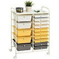 thumbnail image 1 of KOTEK 15-Drawer Rolling Storage Cart, Multipurpose Mobile Utility Cart with 4 Wheels, Home Office School Tools Scrapbook Paper Organizer (Yellow), 1 of 8