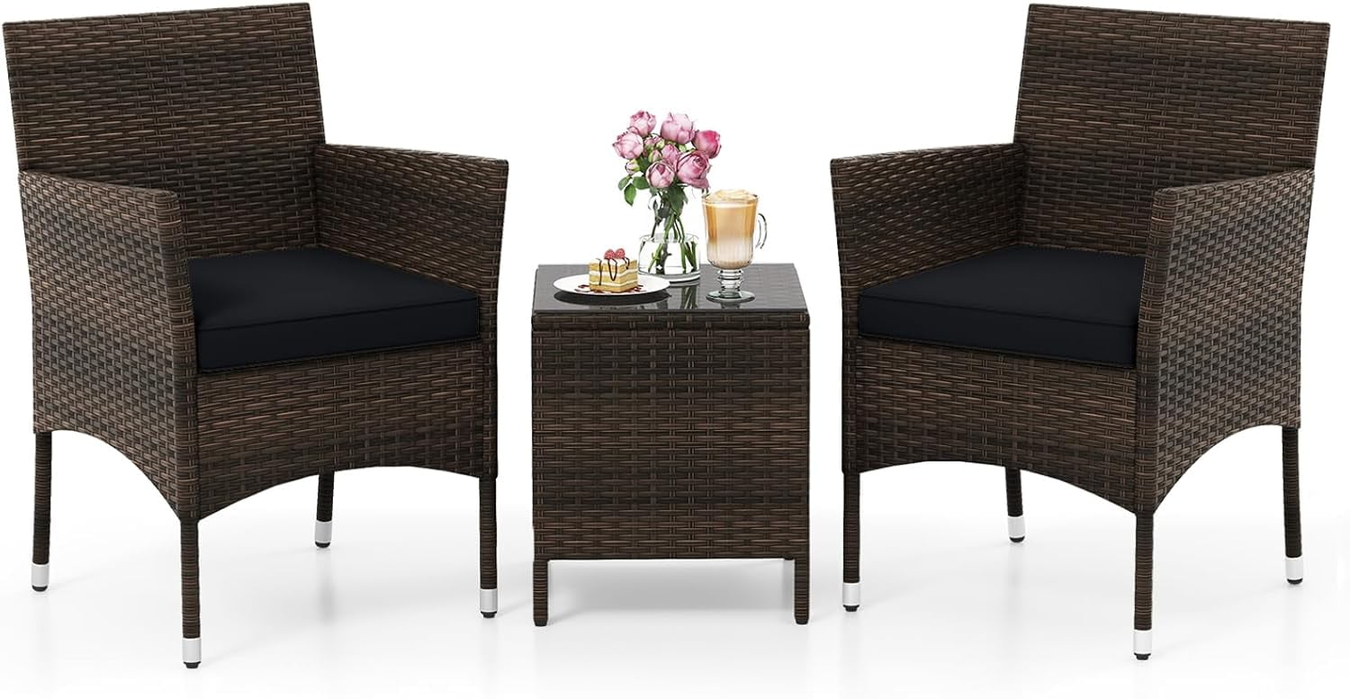 KOTEK 3 Piece Patio Furniture Set, Outdoor Wicker Patio Chairs with ...