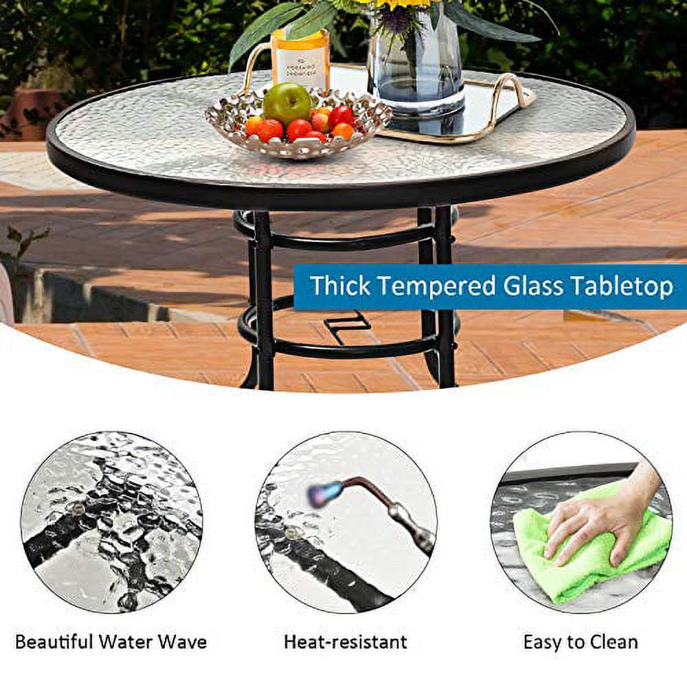 KOTEK 32'' Patio Table with Umbrella Hole, Outdoor Bistro Table w