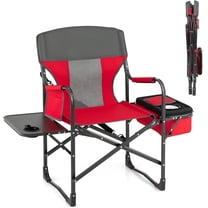 KOTEK Camping Directors Chair, Outdoor Folding Chair with Side Table, Cooler Bag & Storage Pocket, Supports 400 LBS, Portable Camp Chairs for Fishing, Picnic, Concert, Beach, Lawn, Patio (1, Red)