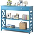 thumbnail image 1 of KOTEK Console Table with Drawer and Storage Shelves, Narrow Sofa Table for Living Room, Easy Assembly, 3-Tier Entryway Table with Storage for Hallway (Blue), 1 of 9