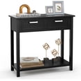 thumbnail image 1 of KOTEK Console Table with 2 Drawers & Shelf, Narrow Sofa Table with Rubber Wood Legs, Small Entryway Table for Living Room, Hallway, Office (Black), 1 of 8
