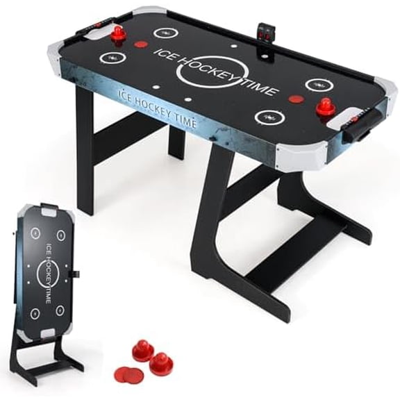 Foldable Air Hockey Table, 56 Inch Air Table Hockey Game with Powerful 12V Motor, Digital Led Scoreboard for Kids & Adults, Hockey Game Table for Home, Game Room, Office