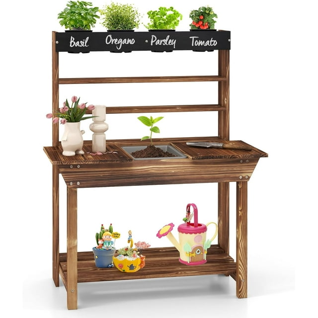 Kotek Kids Fir Wood Mud Kitchen Table with 4 Pots