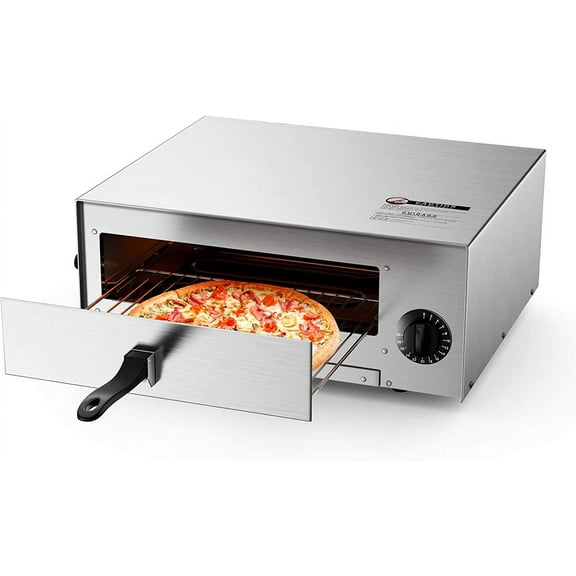 KOTEK Pizza Oven Countertop, 1450W Stainless Steel Electric Pizza Baker Oven with Insulated Handle & Removable Crumb Tray, Auto Shut-Off Timer, Commercial Pizza Maker for Kitchen Restaurant Home