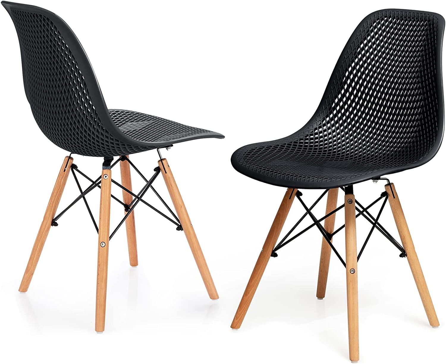 KOTEK Set of 2 Dining Chairs, DSW Molded Shell Plastic Side Chairs with ...