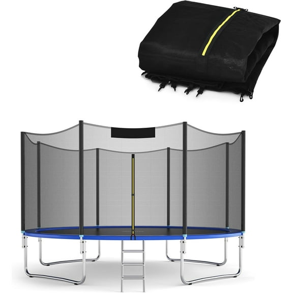 KOTEK Trampoline Net, 8FT 10FT 12FT 14FT 15FT 16FT Trampoline Enclosure for Straight Poles, Weather Resistant Trampoline Netting Replacement with Double-Headed Zipper & Protection Buckles, Net Only