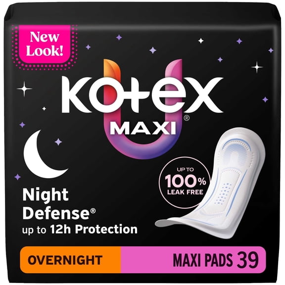 Kotex Overnight Maxi Pads, 39 Count