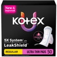 thumbnail image 1 of Kotex Ultra Thin Pads with Wings, Regular Absorbency, 50 Count, 1 of 10
