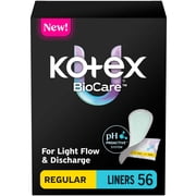 Kotex BioCare Daily Liners, Wrapped, Light Absorbency Regular Length, 56 Count